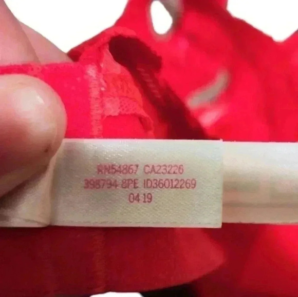 VICTORIA'S Secret Pink Bralette Lipstick Red Lace Logo Band T Back Women's Med - Picture 7 of 11